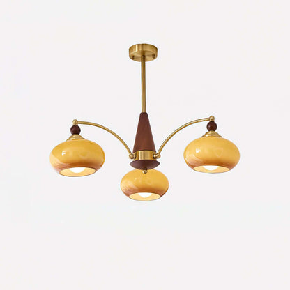 Retro Kronleuchter Holz &amp; Messing
