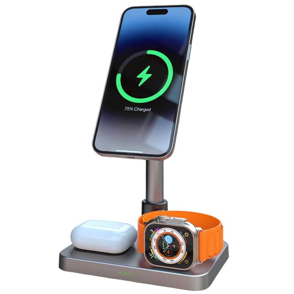 3 in 1 Magnetisches Ladegerät mit teleskopischer Reichweite für Apple