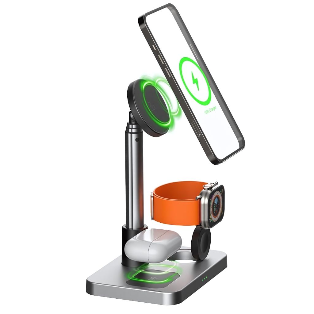 3 in 1 Magnetisches Ladegerät mit teleskopischer Reichweite für Apple