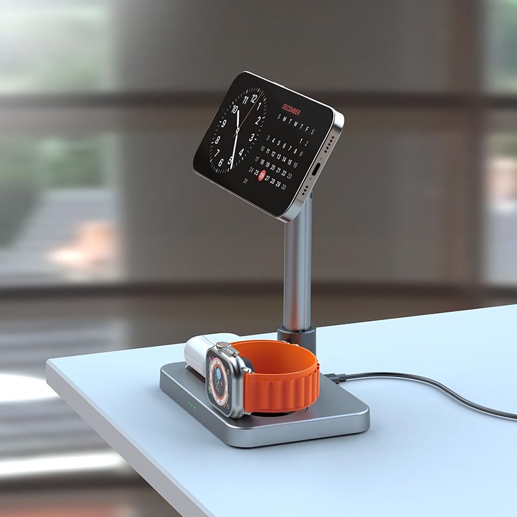 3 in 1 Magnetisches Ladegerät mit teleskopischer Reichweite für Apple