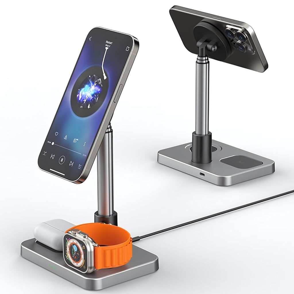 3 in 1 Magnetisches Ladegerät mit teleskopischer Reichweite für Apple