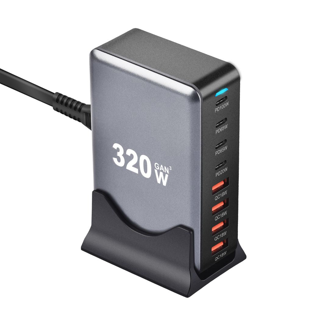 320W GaN 8-Port USB-C Ladegerät