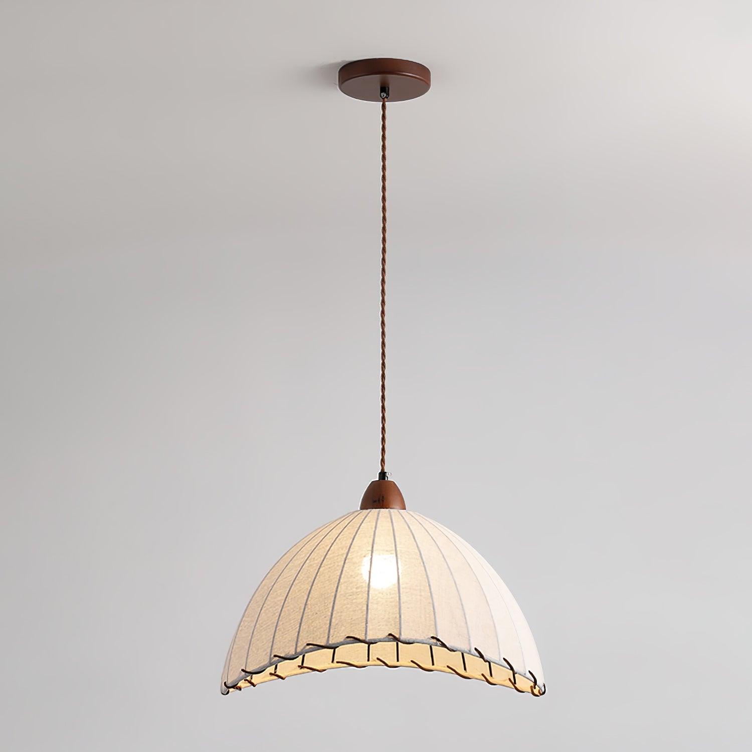 Holz &amp; Stoff Hängeleuchte