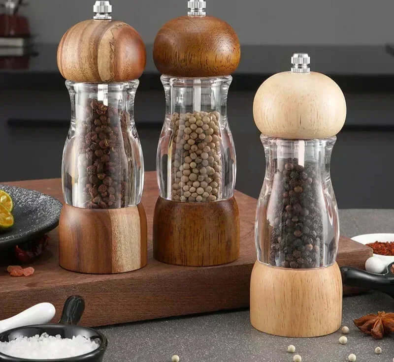 Holzpfeffermühle &amp; Salzstreuer Set - Küchengewürzmühlen