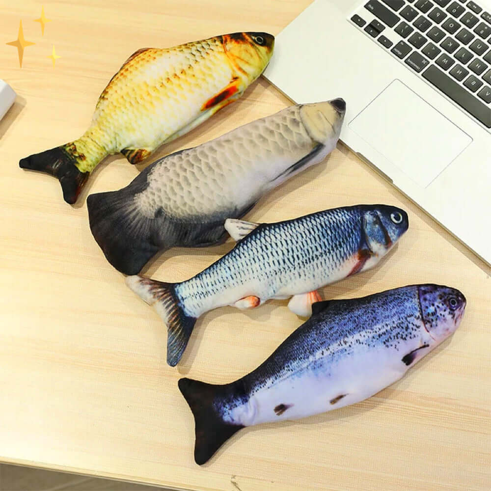 Interaktives Katzenspielzeug Set - 4 Bewegliche Fische