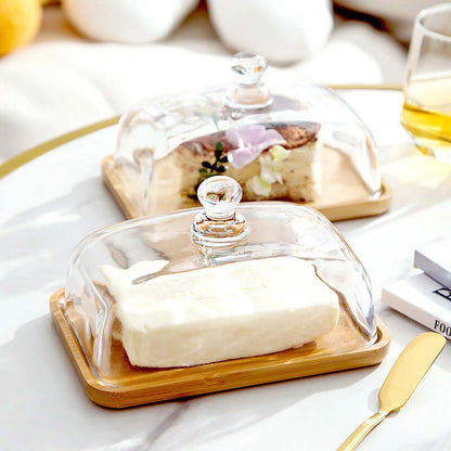Holz-Butterdose mit Glasdeckel - Elegant &amp; Praktisch