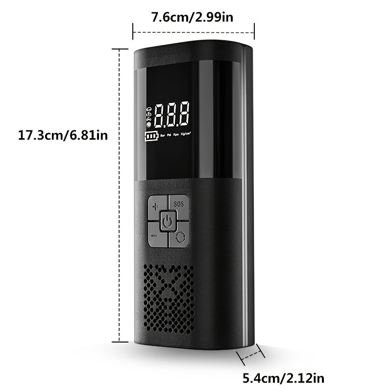 Tragbarer Luftkompressor – Intelligenter Reifenaufblasgerät mit LCD-Display und LED-Leuchten