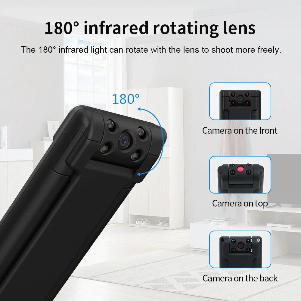 1080P Mini HD DV Kamera | Tragbarer Mikro Rekorder mit Nachtsicht | Körper Camcorder Unterstützt 128GB TF Karte