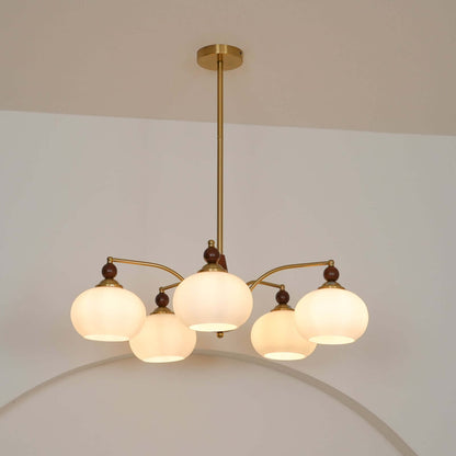 Retro Kronleuchter Holz &amp; Messing