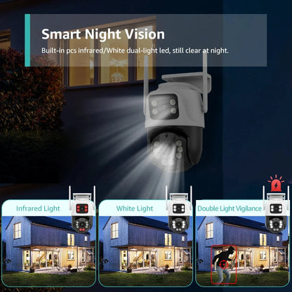 6MP Dual Lens PTZ Outdoor Wifi Dome Kamera mit menschlicher Erkennung &amp; Farb-Nachtsicht - ICSEE App, EU Stecker