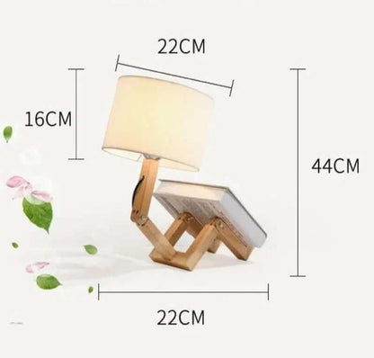 Hölzerne Tischlampe mit Bücherhalter - Flexibel &amp; Modern