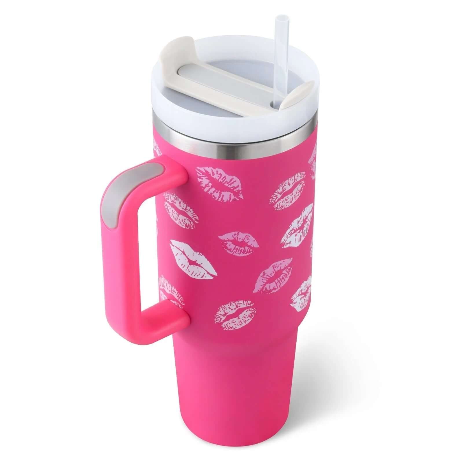 Isolierbecher mit Griff &amp; Strohhalm - Kaffeebecher &amp; Wasserflasche