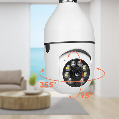 Smart Wifi Glühbirnenkamera HD Innen &amp; Außen mit Bewegungsmelder, 360° Drehung