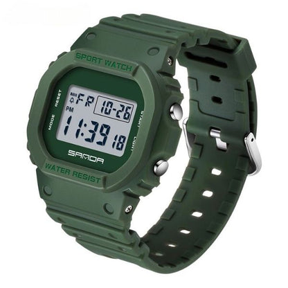 Taktische Schwarz-auf-Schwarz Sportuhr - Robustes digitales Design mit wasserdichter nicht-analoger Uhr