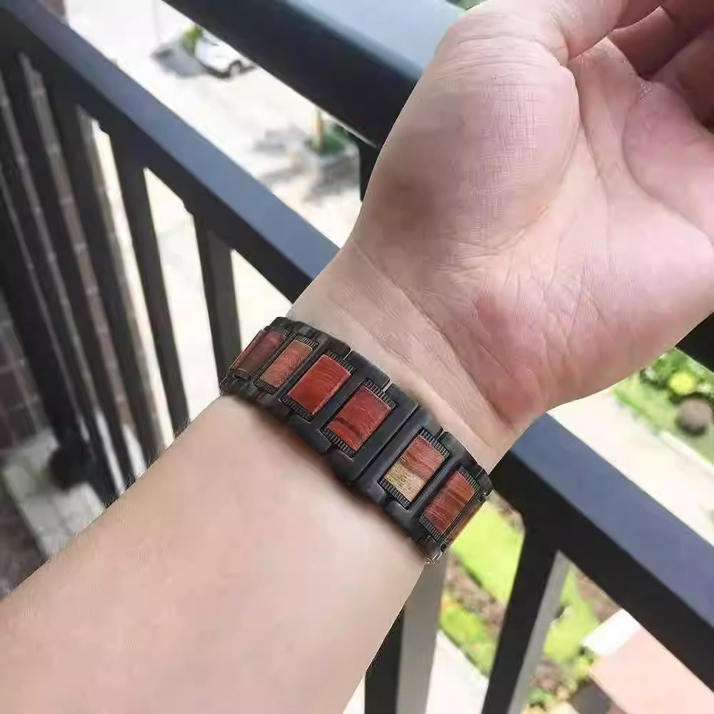 Natürliches rotes Sandelholz und Metallarmband für Samsung Watch Ultra