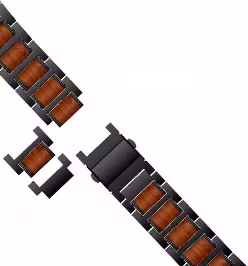 Natürliches rotes Sandelholz und Metallarmband für Samsung Watch Ultra