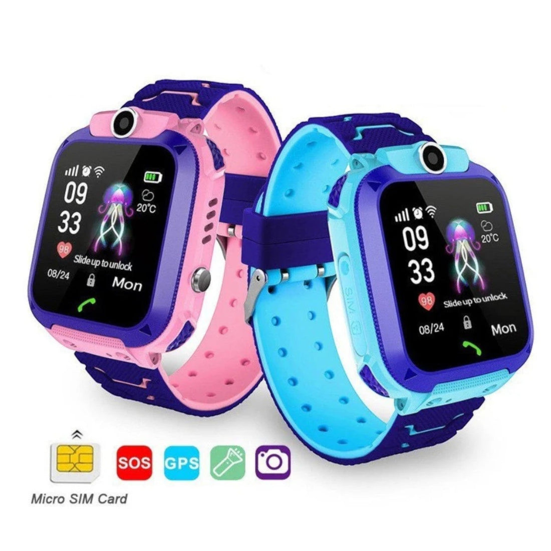 Kindersmartwatch mit GPS, Kamera, Anrufen und SOS-Taste – KidSecure