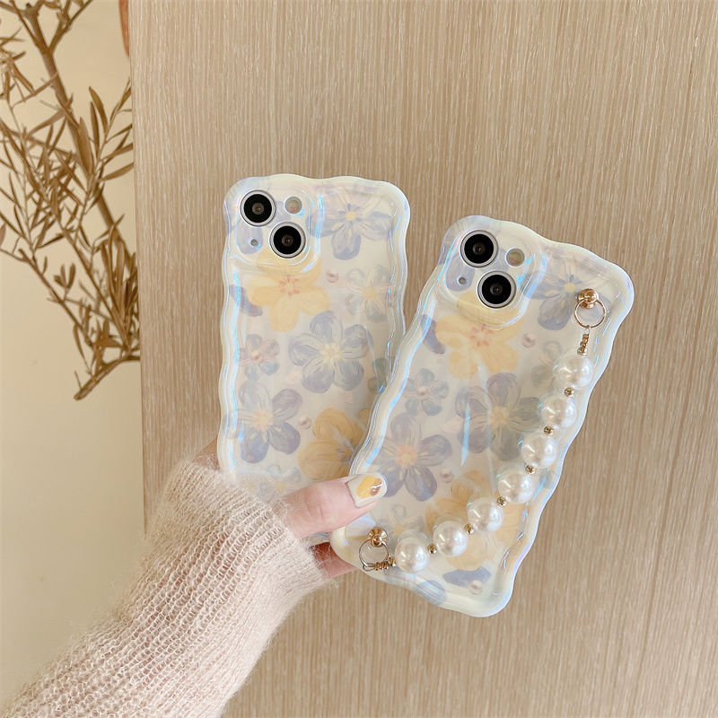 Elegante kleine Blumen mit Perlenkette für iPhone-Hülle