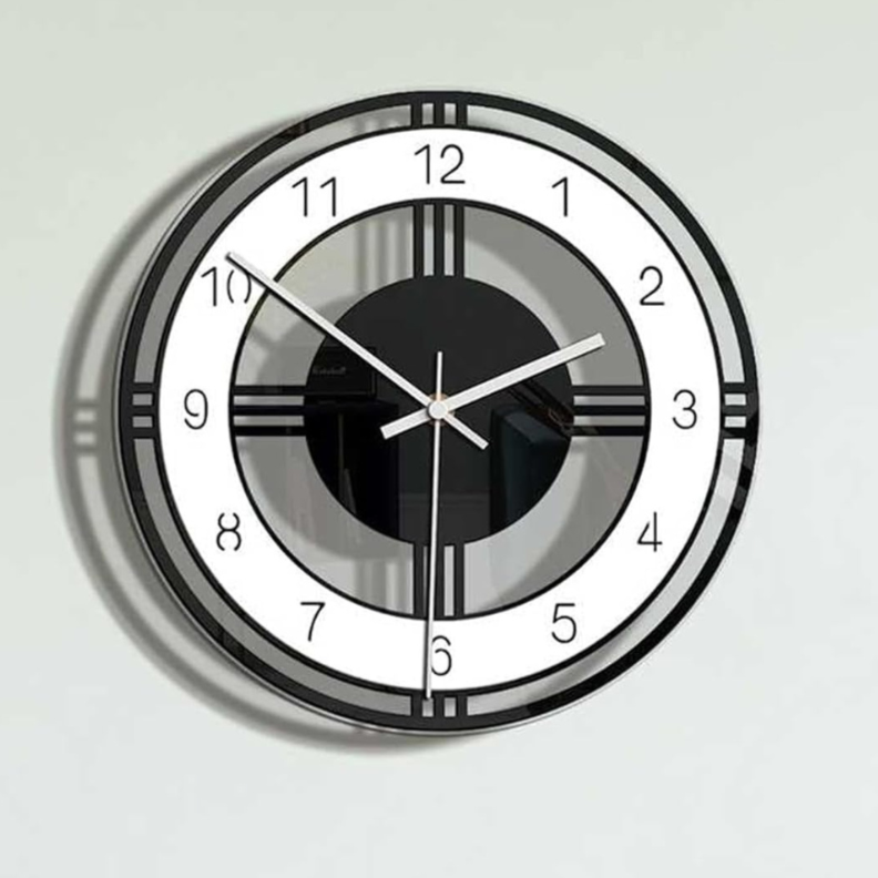 Schwarze Wanduhr | Moderne Wanddekoration für Wohnzimmer