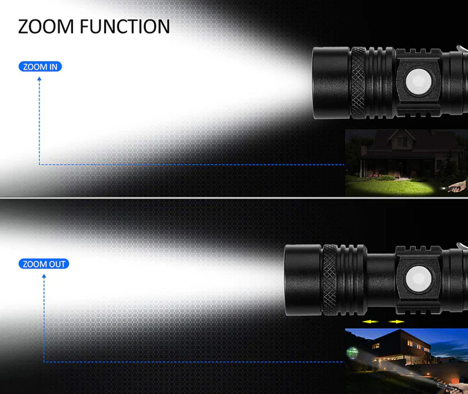 Super Helles 90000LM LED Taktisches Taschenlampe Zoombar Mit Wiederaufladbarem Akku