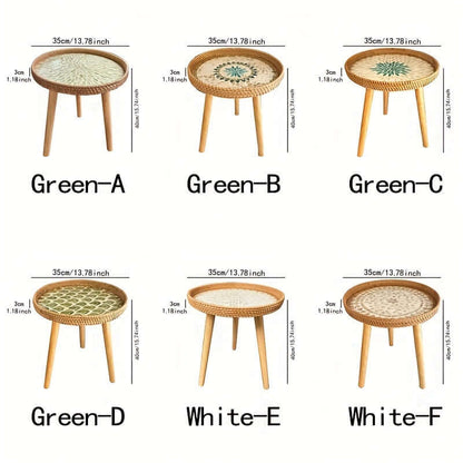 Rattan Beistelltisch Rund - Naturholz