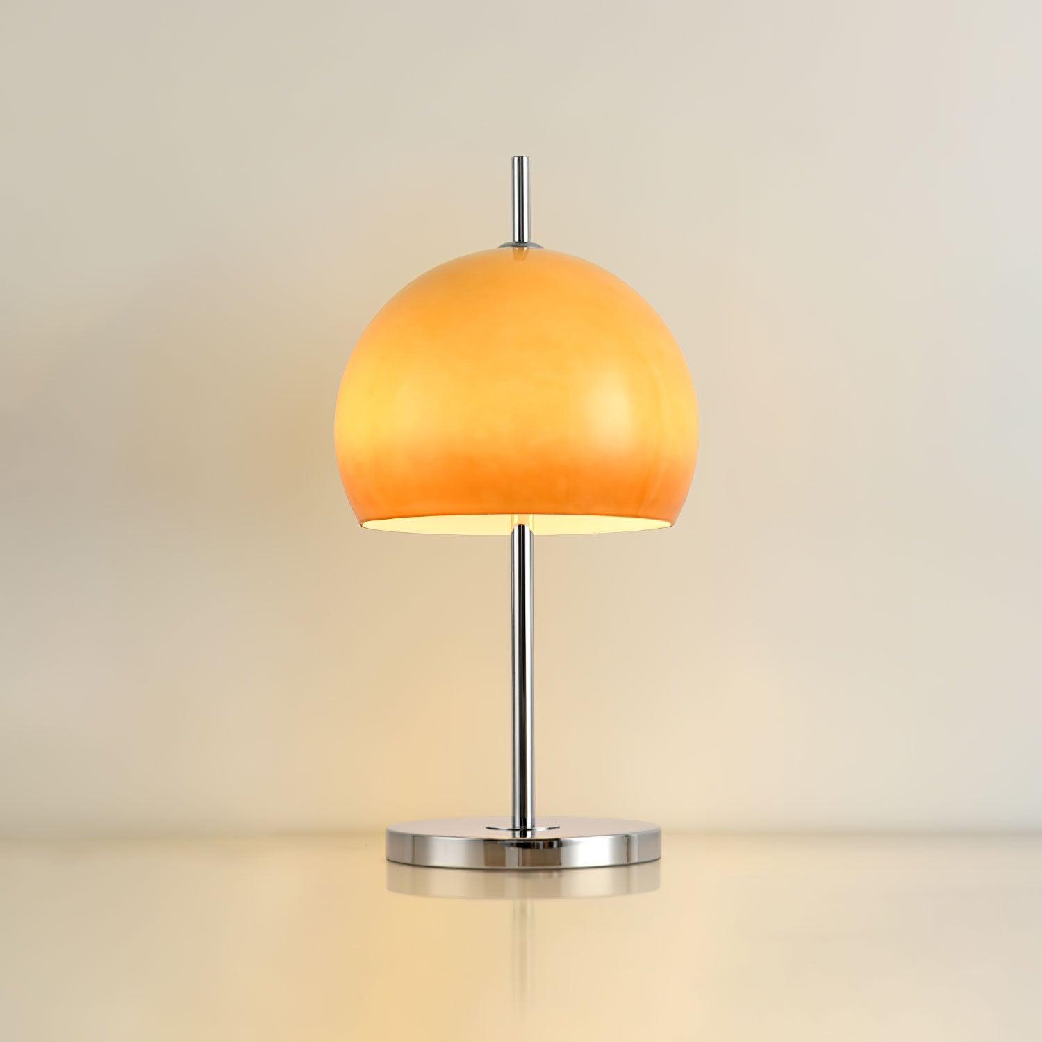 Pilz Design Tischlampe Glas Bernstein