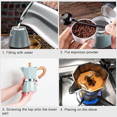 Espressokocher Mokkakanne Aluminium 150/300ml