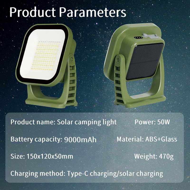 80W LED Solar Campinglampe mit Magnet &amp; Zoom