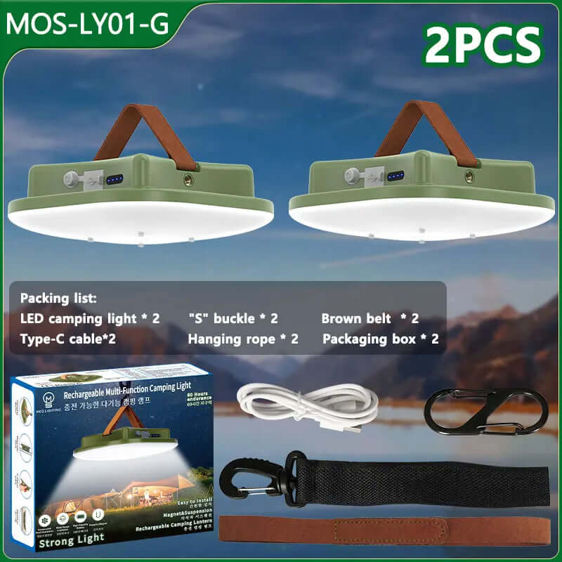 80W LED Solar Campinglampe mit Magnet &amp; Zoom