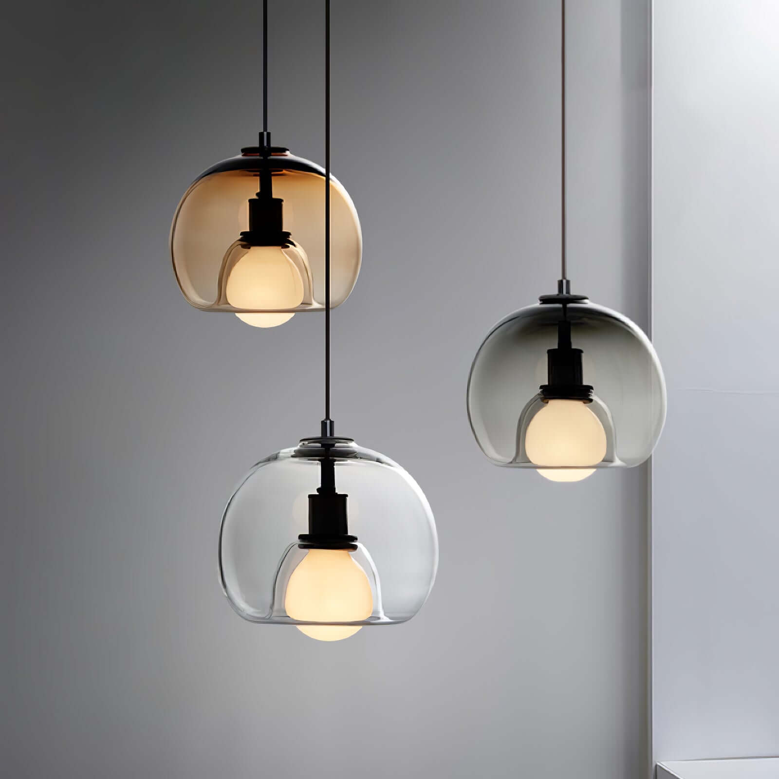 Moderne Pendelleuchte - Metall &amp; Glas