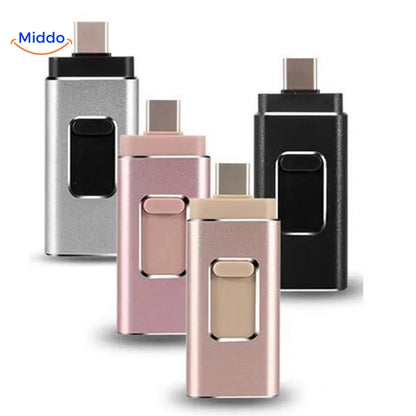 Zelara mehr ein volles Mobil mit unserem 4 in 1 Flashdrive. Dieser passt auf jedes Gerät!