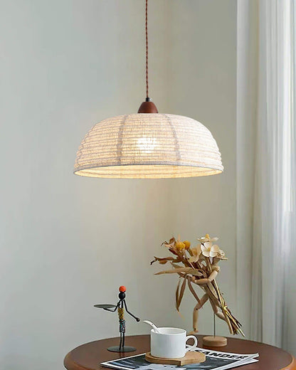 Holz &amp; Stoff Hängeleuchte