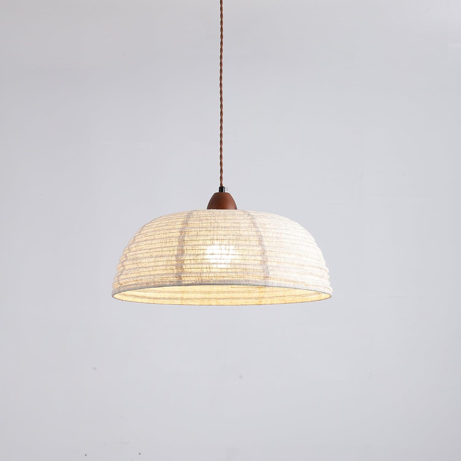 Holz &amp; Stoff Hängeleuchte