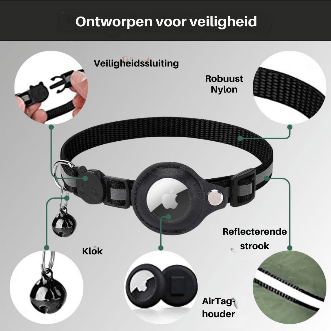 Katzenhalsband mit Sicherheitsverschluss &amp; GPS-Tracker Halterung