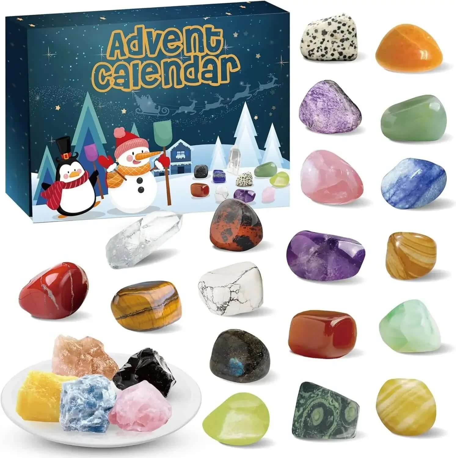Adventskalender mit 24 Edelsteinen für Kinder
