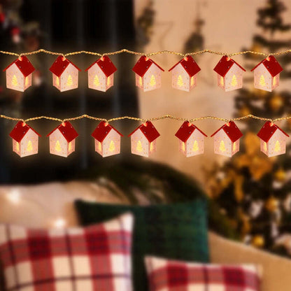 LED-Holzhaus Weihnachtsdeko mit warmweißem Licht