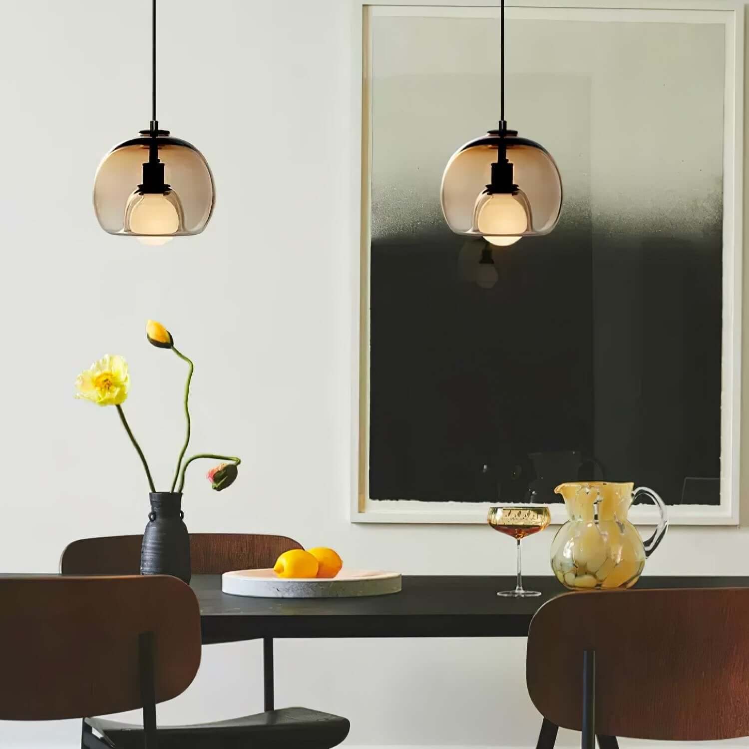 Moderne Pendelleuchte - Metall &amp; Glas