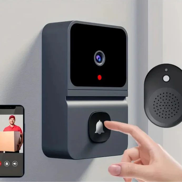 Intelligente WiFi-Türklingel mit eingebautem Akku – Drahtloses Sicherheitssystem, bidirektionale Audioübertragung, Nachtsicht, USB-aufladbar - Max