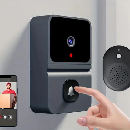 Intelligente WiFi-Türklingel mit eingebautem Akku – Drahtloses Sicherheitssystem, bidirektionale Audioübertragung, Nachtsicht, USB-aufladbar - Max