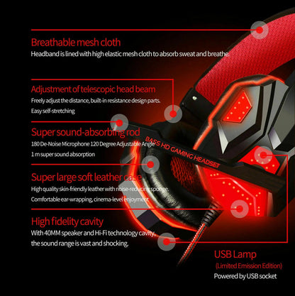 3.5mm Gaming-Headset Mikrophon LED Kopfhörer Stereo Bass Surround Für PC PS4 Xbox One