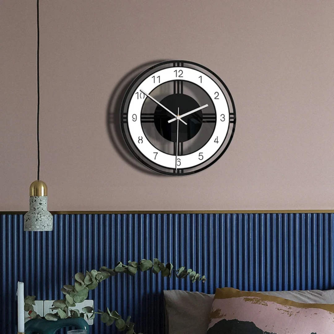 Schwarze Wanduhr | Moderne Wanddekoration für Wohnzimmer
