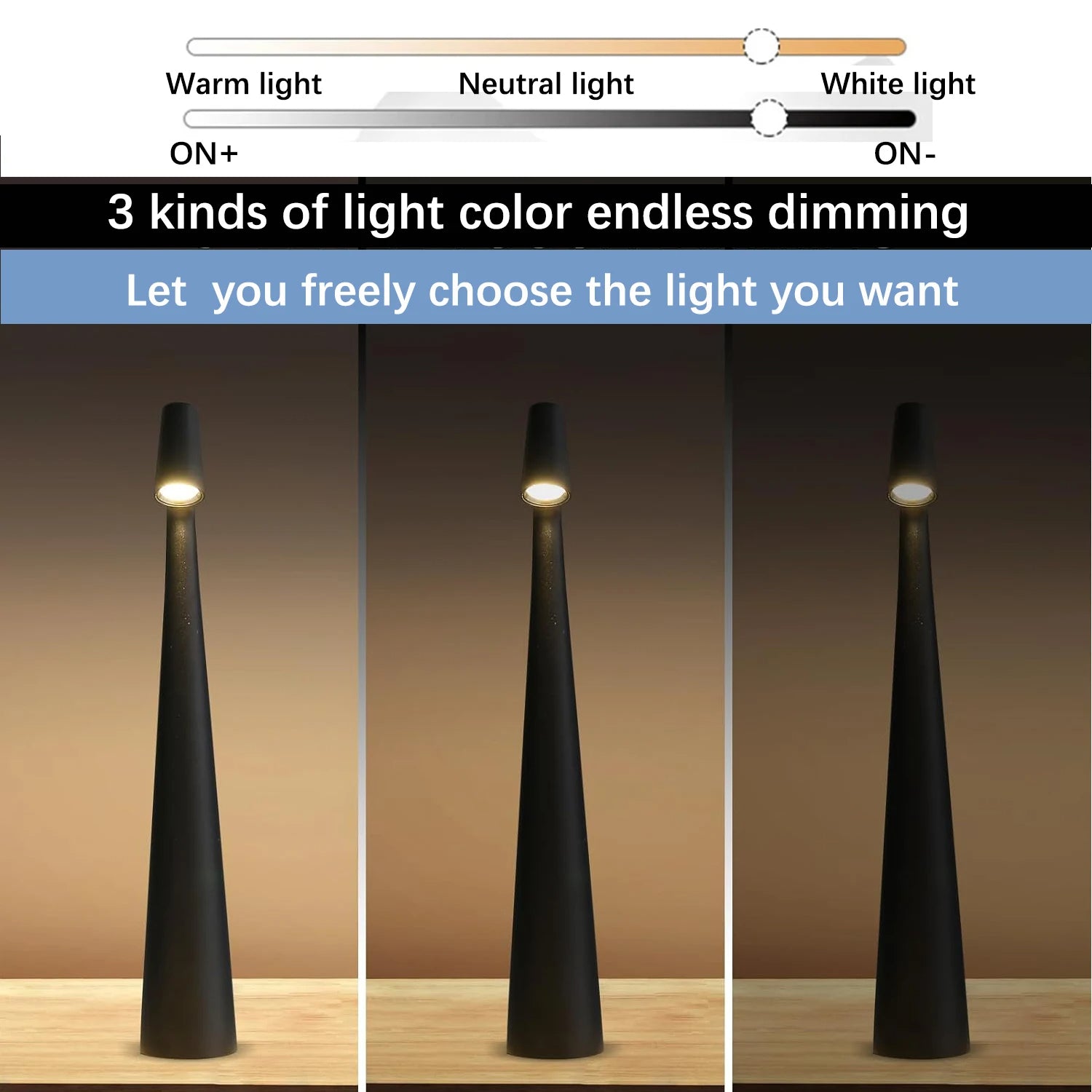 Wiederaufladbare Touch-Leselampe Tischlampe Dreifarbige Dimmfunktion Kabellos