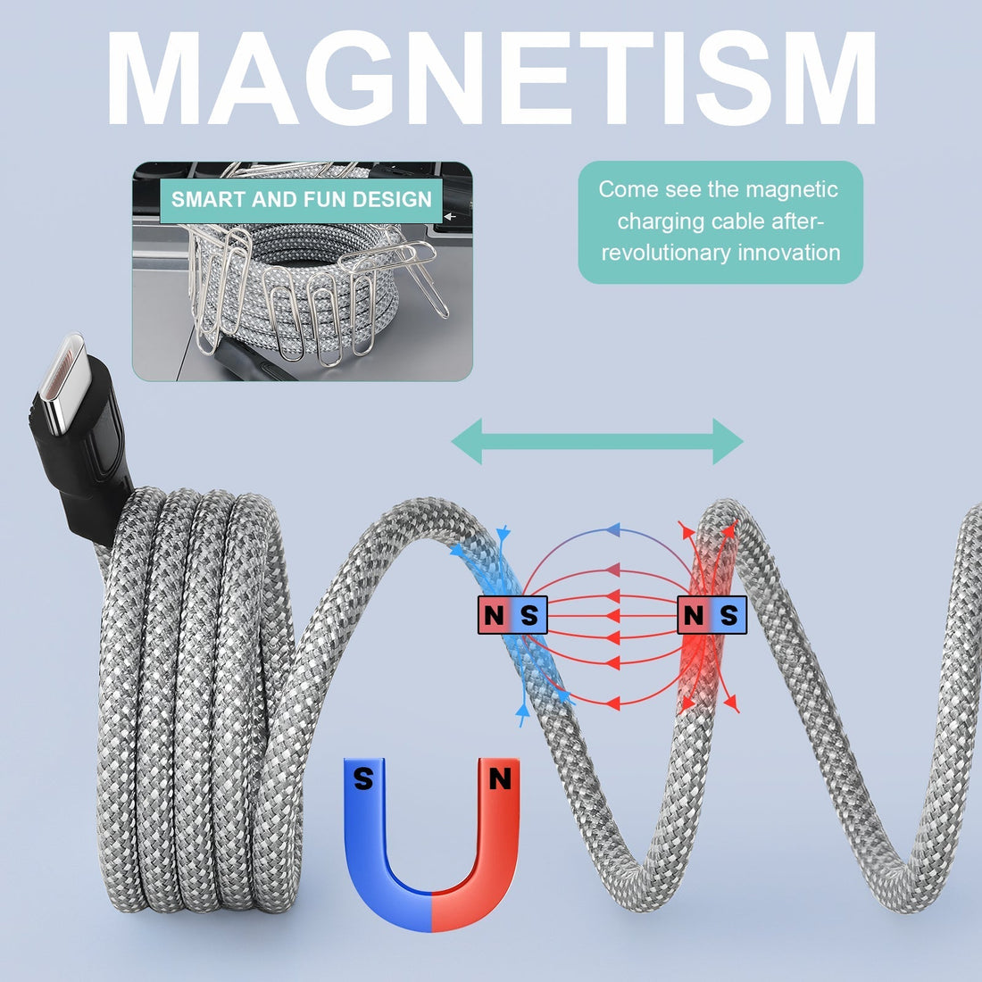 Verwicklungsfreies magnetisches Ladekabel: Starker Magnet und schnelles Laden