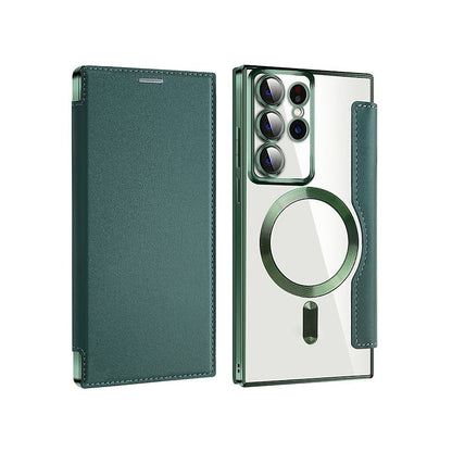 Luxus Leder Flip-Handyhülle mit Kartenhalter – Stoßsicher, Magnetisch, RFID Schutz, für Smartphones