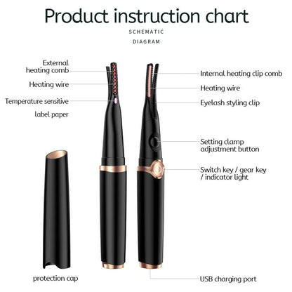 Heizbarer Wimpernformer USB aufladbar Elektrisch - Schnell, Natürlich, 24-Stunden Curl
