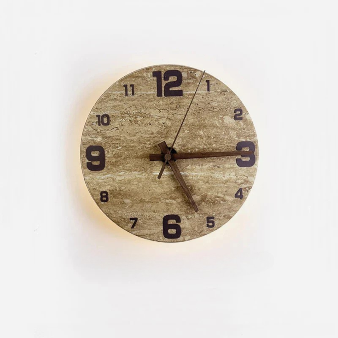 Secunda | Moderne Marmor LED Wanduhr 23 cm