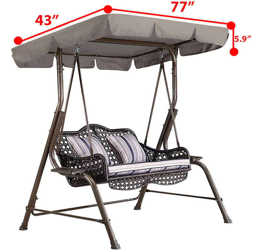 77&quot;X43&quot; Patio Outdoor Garten Schaukel 300D Sonnendach Ersatz Veranda Oberteil Abdeckung Sitz