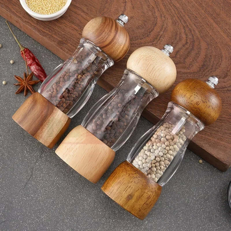 Holzpfeffermühle &amp; Salzstreuer Set - Küchengewürzmühlen
