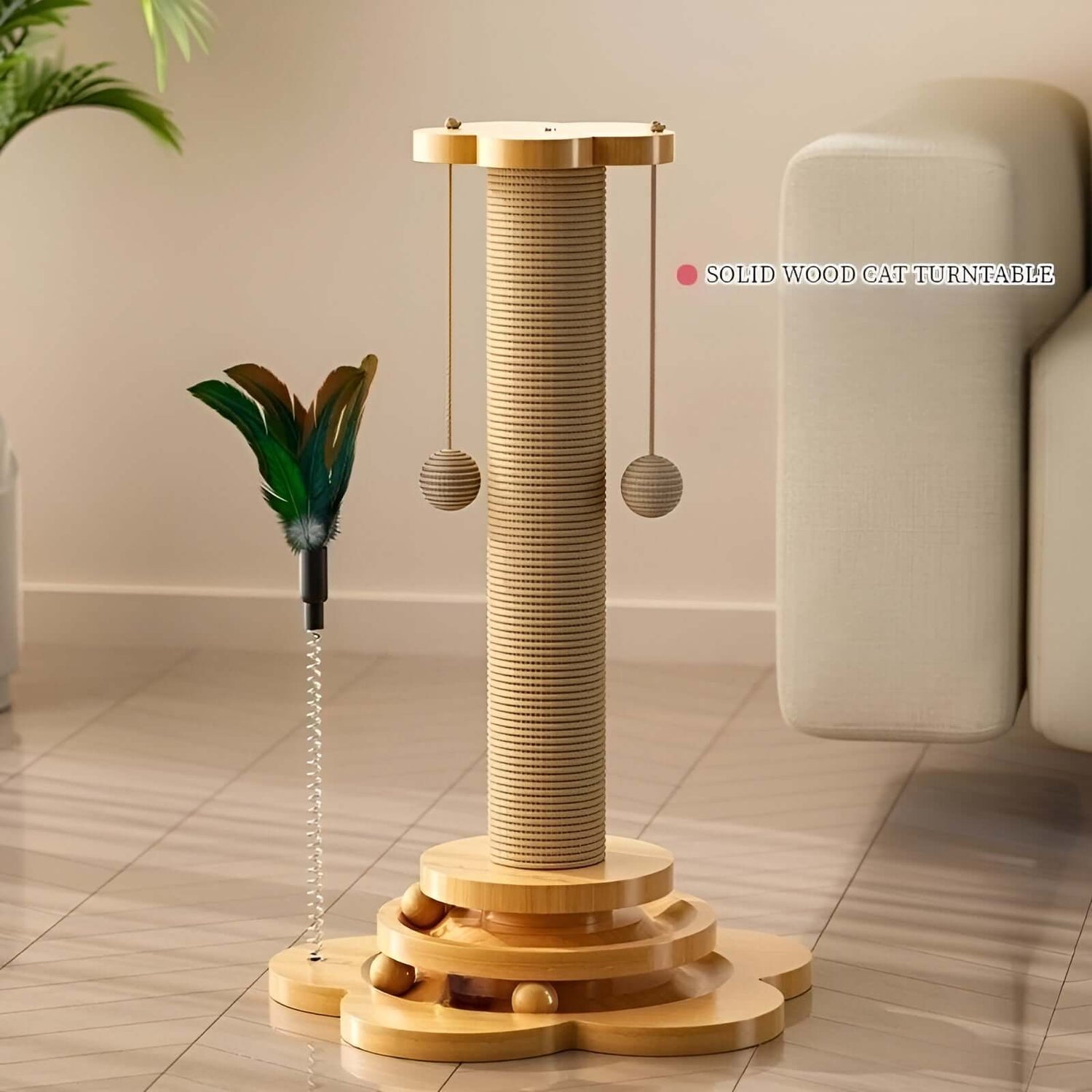 Holzkatzenspielzeug mit Bällen