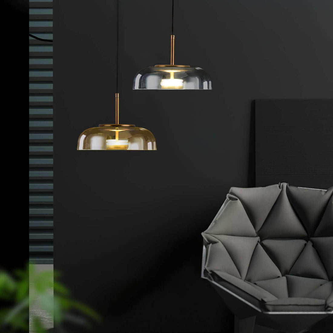 Moderne Pendelleuchte - Messing &amp; Glas